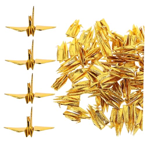 Lurrose 50 Stück Origami Deko Perlmutt Papier Mobilé Goldfarben Handgefaltet Leicht Hängend Für Shower Kinderzimmer Hochzeit Hintergrund von Lurrose