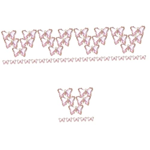 Lurrose 50 Stück Schmetterling-anhänger Perlen-schlüsselanhänger-kit Kompakter Kristallanhänger Bulk-armbänder Kristalldekor Bulk-schmuck Schmetterlingsperlen Rosa Ohrringe von Lurrose