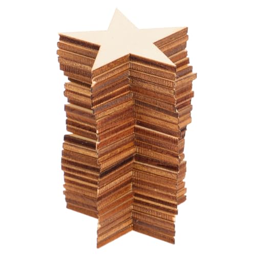 Lurrose 50 Stück Unfertige Holzsterne für Bastelarbeiten Große Holzchips für Diy Dekoration Holzschnittformen für Feste und Kreative Projekte von Lurrose