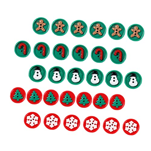 Lurrose 50 Stück Weihnachts Knöpfe Weihnachtsknöpfe Mit Flacher Rückseite Geschenkanhänger Für Schneeflockenknöpfe Zum Basteln Mini- Mini-etiketten Zubehör Handbuch Plastik von Lurrose