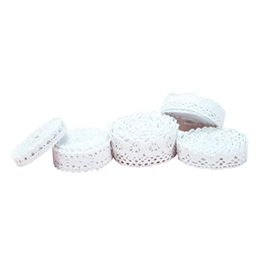 Lurrose 5rollen Spitzenband Handwerk Zierband Dekoration Für Hochzeiten Partys Scrapbooking Und Bastelprojekte Weiß Elegantes Geschenkband Für Vielfältige Anwendungen von Lurrose