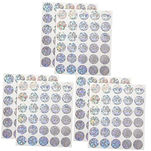 Lurrose 6 Blätter Rubbelkarten-aufkleber Etiketten Abkratzen Glitzeraufkleber Kreisetiketten Holografische Rubbelaufkleber Rubbellose Lottoschein-scratcher-tool Hologramm-aufkleber Papier von Lurrose