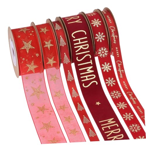 Lurrose 6 Rollen Rot Gold Satin Dekoband mit Glitzereffekt Breites Weihnachtsband für Geschenkverpackung Obstboxen Diy Basteln Festliche Schleifen und Weihnachtsdekoration Lurrose 6 Rollen Rot Gold Satin Dekoband mit Glitzereffekt Breites Weihnachtsband für Geschenkverpackung Obstboxen Diy Basteln Festliche Schleifen und Weihnachtsdekoration von Lurrose