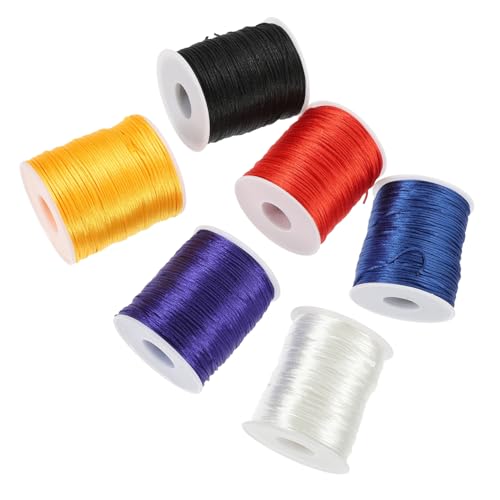 Lurrose 6 Rollen Schnur DIY häkelgarn dehnbar gewachste Baumwollkordel Satinschnur Seile Basteln Reiz Kabel Häkelfaden farbiges Strickgarn Häkelgarn zum Häkeln Faden zum Stricken Polyester von Lurrose