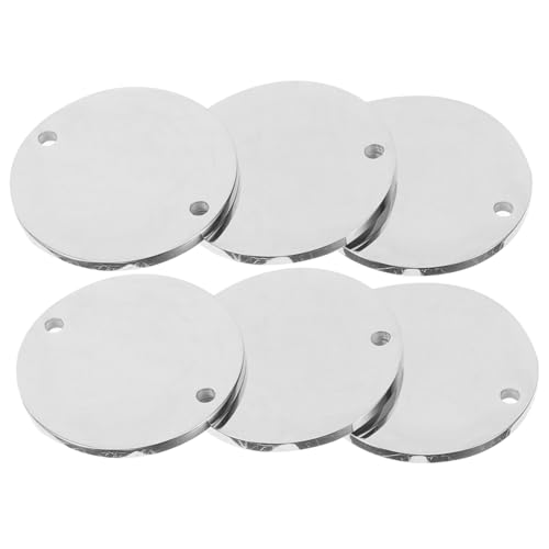 Lurrose 6 Stück Anhänger aus Edelstahl Leerzeichen edelstahlplatte edelstahlteller schlusselketten edelstahlschmuck Taschenanhänger Metallrohlinge Haustier-ID-Tags Rostfreier Stahl Silver von Lurrose