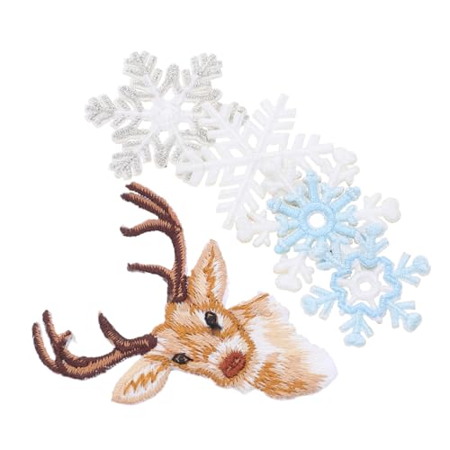 Lurrose 6 Stück Bestickte Schneeflocken und Rentier Aufnäher zum Aufbügeln DIY Weihnachtsmotive Langlebige Stickerei Patches für Kleidung Taschen Vorhänge Kreative Dekoration von Lurrose