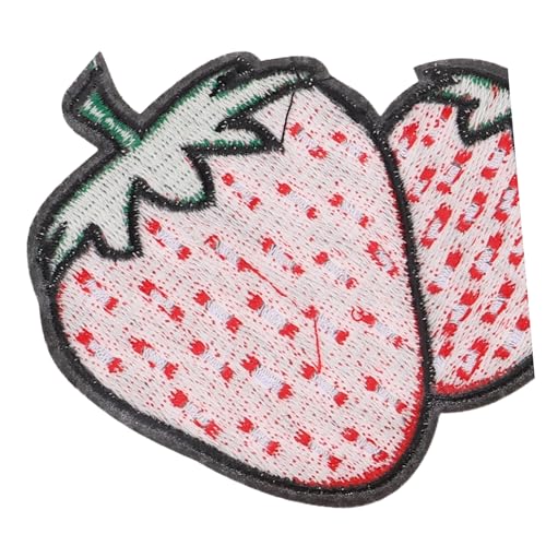 Lurrose 6 Stück Erdbeer Bügelbilder Aufnäher Bestickte Rote Frucht Patches Waschfeste Diy Applikationen zum Aufnähen und Aufbügeln Dekorativ für Jacken Jeans Rucksäcke Hüte Shirts von Lurrose