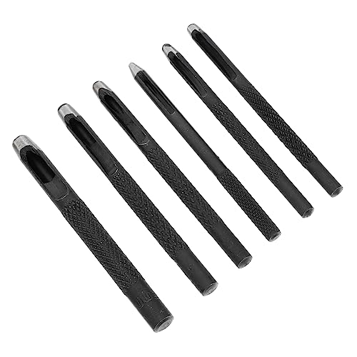 Lurrose 6 Stück Gürtelschlag Taille Professional Puncher Schnalle werkzeug Einzellochstanze Heavy Duty Gürtellochmacher Schläge Hochleistungs-Lochstanze Locher Stahl Black von Lurrose