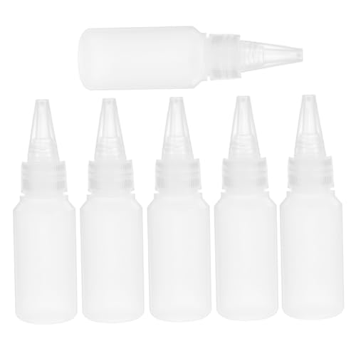 Lurrose 6 Stück Industrieklebstoffflasche Squeeze-flaschen Mit Verschluss Mini-plastikflaschen Flasche Haarfarbe 30 Ml Leere Flaschen Leere Spritzflaschen Sport Transparent von Lurrose