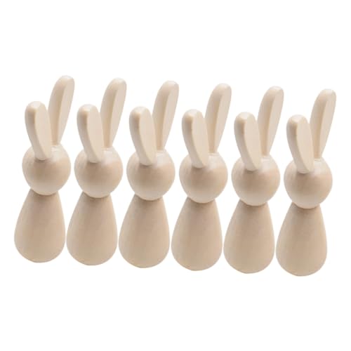 Lurrose 6 Stück Kaninchen aus Holz Ostern Mini-Ornamente Ostern Holztisch Ornament ostern handwerk unfertige Ostereier Osterhasen aus Holz basteln unfertiges Holzkaninchen Beige von Lurrose