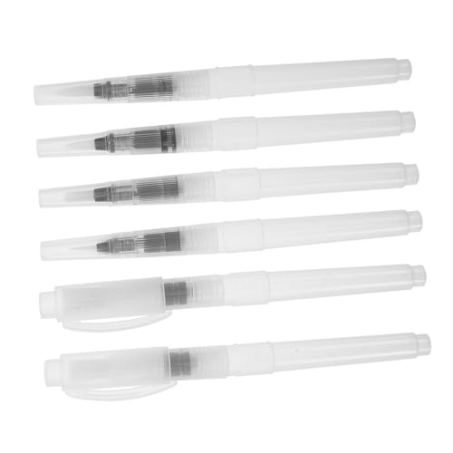 Lurrose 6 Stück Teiliges Set Nachfüllbare Wasserfarben Pinsel mit Nylonspitzen für Anfänger für Kreative Maltechniken und Kunstbedarf Flacher und von Lurrose