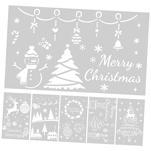 Lurrose 6 Stück weihnachtliche wanddekorationen Baum Urlaub Weihnachtsfenster sprühschablonen weihnachtsmotiv ausgehöhlte Malschablonen weihnachtsdekorationen für zu hause das Haustier von Lurrose