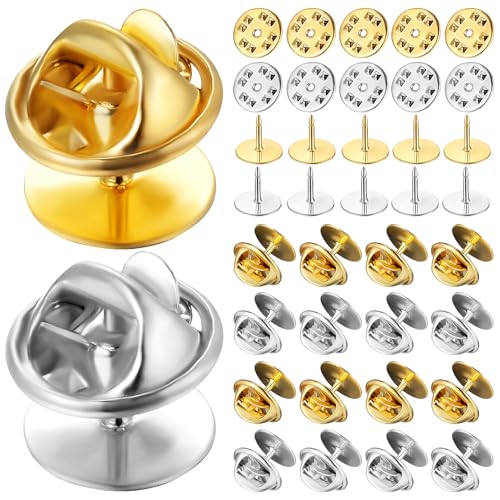 Lurrose 60-teiliges Set Mit Schmetterlingsverschluss Und Flachen Anstecknadeln Verschlussnadeln Für Emaille Schmuckherstellung Perfekt Für Broschen Und Anstecker von Lurrose
