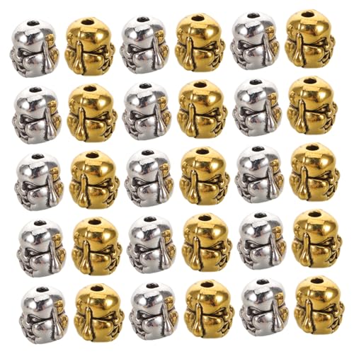 Lurrose 60 Stück Buddha Spacer Perlen Vintage Tibet Maitreya Charms Schmuckverbinder Antik Silber Gold für Mala Armbänder Halsketten Meditation von Lurrose