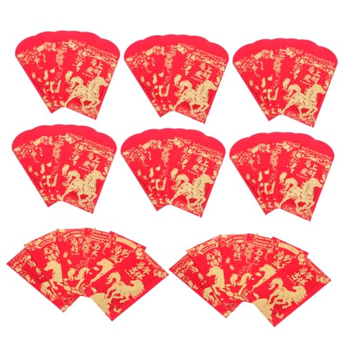 Lurrose 60 Stück Rote Umschläge Jahr Des Pferdes Hochwertige Hongbao Geldumschläge für Chinesisches Neujahr Frühlingsfest Hochzeit und Geburtstagsfeiern Stabile Papierqualität mit von Lurrose