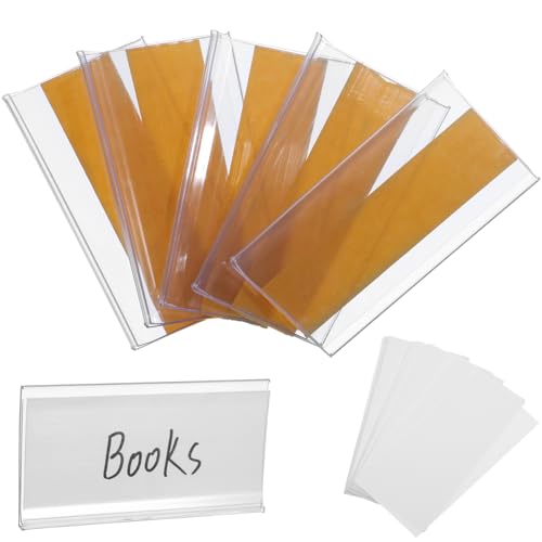 Lurrose 60 Stück Transparente Etikettenbuchregale Organisation Regaletikettenhalter Regalklammern Aus Draht Kleberegal Regal -etikett Klares Bücherregal Organisator-etiketten Pvc von Lurrose