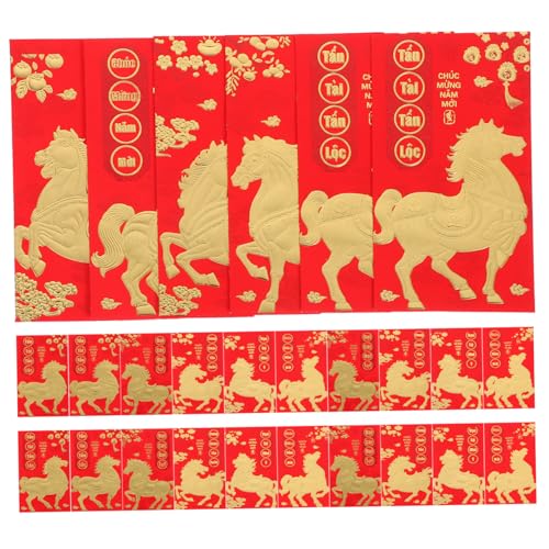 Lurrose 60 Stück Vietnamesische Neujahrs Lai See Umschläge Goldene Money Envelopes Große Rote Packet für Chinesisches Frühlingsfest Geburtstag Hochzeit Traditionelle Faderesistente Farben von Lurrose