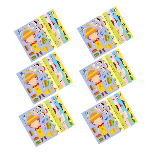 Lurrose 6sätze Puzzelkleber Beruf-Puzzle-Sticker Für Junge Mädchen Ankleide-Sticker Mit Berufs-ankleide-Themen Kostümzubehör DIY-Puzzle-Herausforderung Zum Lernen Und von Lurrose
