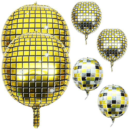 Lurrose 6st Disco-kugel-ballon Aufblasbare Discokugel Mini-disco-kugeln Große Discoballons Heliumballons Metallische Spiegelballons Hochzeit Aluminiumfolie Geburtstagsparty Liefert 4d von Lurrose