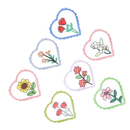 Lurrose 7 Stück blumenmuster patches set DIY Dekoration Hemd Dekoration Blumenstickerei Flicken für Jacken Stoffflecken Stoffblumen Kleidungsflicken Flicken für Kleidung Aufnäher Colorful von Lurrose