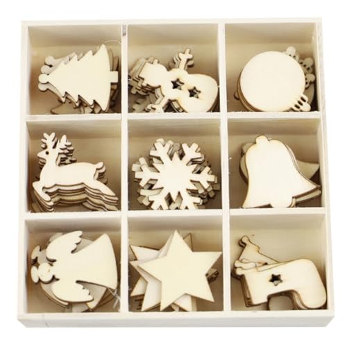 Lurrose 72 Stück 1 Satz Weihnachtsschmuck aus Holz aufbewahrungsdose storage boxes ablagekasten hängend Weihnachtsbaumdekoration Praktisches Holzhandwerk DIY Anhänger aus Holz hölzern von Lurrose