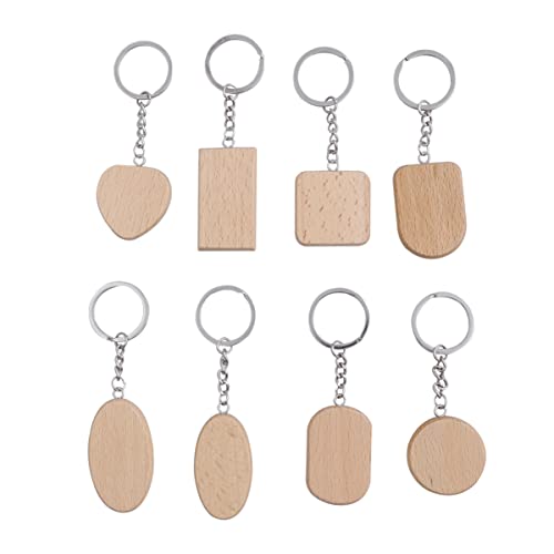 Lurrose 8 Stück Holz Schlüsselanhänger Teilig Kreative Diy Dekoration für Schlüssel und Taschen Kreis Rechteck Herz Oval Große Ovalform Langer Halbkreis von Lurrose
