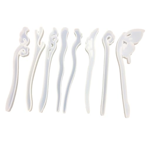 Lurrose 8 Stück Teiliges Diy Kristall Epoxidharz Haarnadel Mould Silikonform für Schmuckherstellung Geeignet für Kreative Bastelprojekte und Diy Gemischte Stile von Lurrose