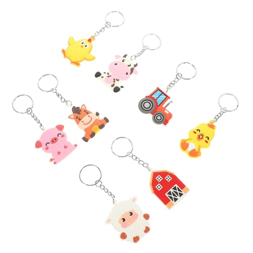 Lurrose 8 Stück Teiliges Farm Schlüsselanhänger aus Cartoon Tier Anhänger Modischer Taschenanhänger Niedliche Bunte Hänge Deko als für Mädchen und DIY Basteln von Lurrose