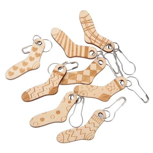 Lurrose 8 Stück Teiliges Holz Stitch Marker Ringe für Stricken und Häkeln Tragbare Maschenmarkierer Clips Geeignet für DIY Crochet Marker Nadelstopper Präzises Markieren Beim Handarbeiten von Lurrose