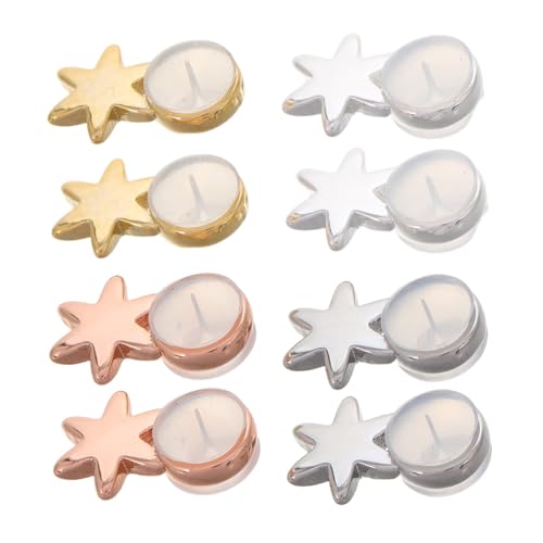 Lurrose 8 Stück Teiliges Silikon Ohrstecker Verschlüsse mit Sechseckigem Stern design Kleine Praktische Ohrringstützen in Gold Weißgold Silber und Roségold für Sicheres Tragen und Lurrose 8 Stück Teiliges Silikon Ohrstecker Verschlüsse mit Sechseckigem Stern design Kleine Praktische Ohrringstützen in Gold Weißgold Silber und Roségold für Sicheres Tragen und von Lurrose
