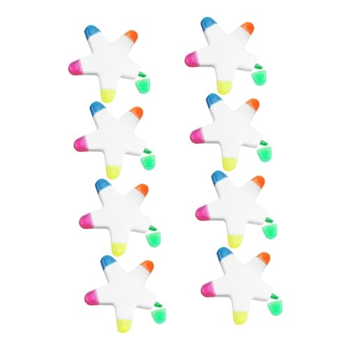 Lurrose 8 Stück Teiliges Sternform Marker Stifte mit Hoher Leuchtkraft und Präzise für Notizen Buchmarkierung DIY Basteln Scrapbooking Kreative Farbakzente von Lurrose