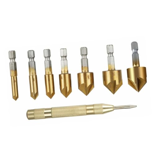 Lurrose 8Stücke Teiliges Senkbohrer Set Hochkohlenstoffstahl Senkbit mit Verschiedenen für Metallbearbeitung für DIY Projekte und Handwerksarbeiten von Lurrose