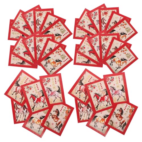 Lurrose 90 Stück Chinesische Neujahrsumschläge Pferdejahr Rotes Papiergeld Umschlag mit Festlichem Pferdemotiv für Frühlingsfest Hochzeit Geburtstag und Geschäftsnutzung von Lurrose
