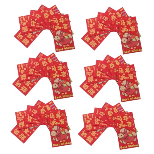 Lurrose 90 Stück Rote Umschläge Jahr Des Pferdes Klassische Chinesische Hongbao Großzügige Papiermaterial Vielseitig für Neujahr Hochzeiten Geburtstage und Festlichkeiten von Lurrose