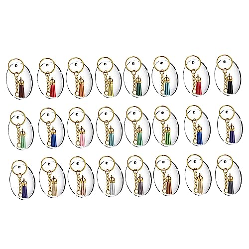 Lurrose 96 Stück Teiliges Set Runder Acryl Schlüsselringe mit Lederquasten Diy Schlüsselanhänger Bastelset für Kreative Projekte mit Acrylteilen Schlüsselringen Enden und von Lurrose