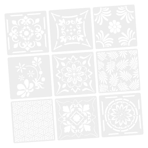 Lurrose 9st Mandala-zeichnungsvorlagen Blumenschablonen Schablonen Zum Malen Von Blumen Halloween Kleine Eimer Punkt-mandala-vorlagenschablonen Mandala-malerei Weiß Manuskript Kind von Lurrose