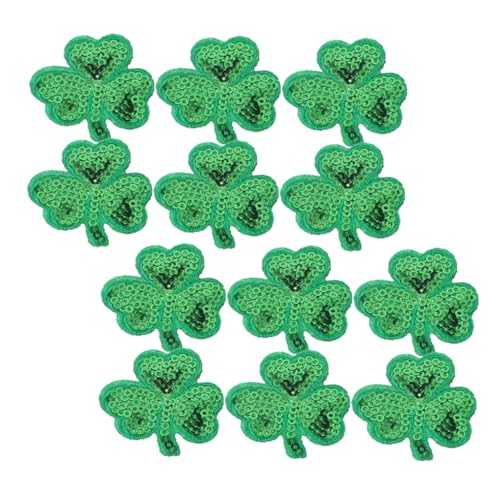 Lurrose Applikationen für Kleidung 12 Stück Kleeblatt-stickerei-aufnäher für Dekoration von Lurrose