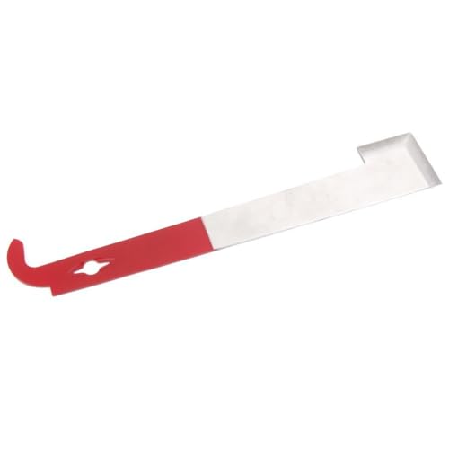 Lurrose Bienenstock-Werkzeug aus Edelstahl, J Hook Pry Trim Bar, Imkereiausrüstung mit hängendem Loch, 27 cm, Rot von Lurrose