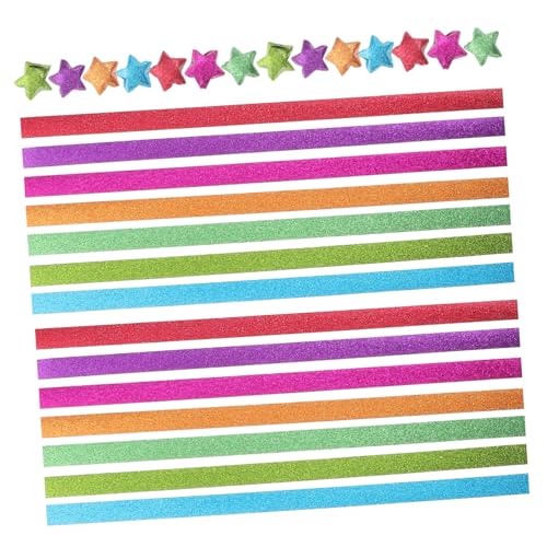 Lurrose DIY Origami Papier Glitzernde Sternstreifen Bastelpapier für Kreative Sternfaltkunst Farbenfrohes Doppelseitiges Origami Papier Kit für Anfänger von Lurrose