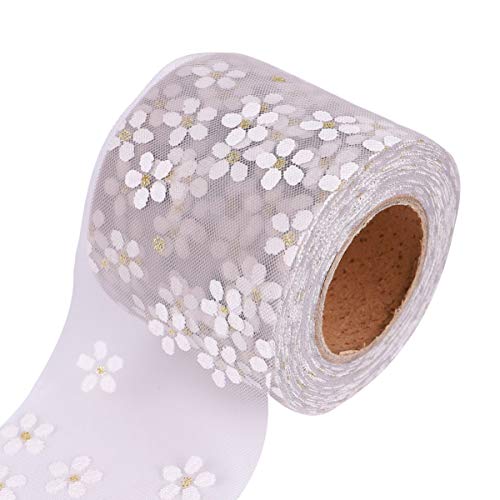 Lurrose Diy Gauze Ribbon mit Kleinen Pflaumenblüten Graue Dekobänder für Kleidung Haarschmuck und Bastelarbeiten Yards von Lurrose
