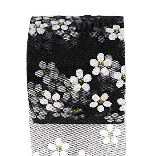 Lurrose Diy Netzband mit Kleinen Pflaumenblüten für Haarschmuck und Bekleidung Handgefertigtes Schwarzes Satinband Yards Leicht und Langlebig für Dekoration und Kreative Projekte von Lurrose