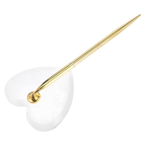Lurrose Eleganter Gästebuch Kugelschreiber mit Goldener Metallkugel und Klarem Acryl-herzständer Stabiles Empfangsschreibset für Hochzeit Jubiläum Party Büro Perfekter Signierstift für von Lurrose