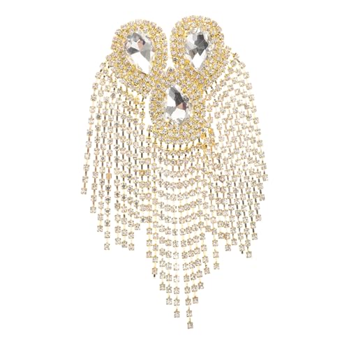 Lurrose Europäische Diamantanzug Mode Schulter Epauletten Kostüme Schulterstücke Anzug Zubehör Quaste Schulter Quasten Dekorationen Quaste Abzeichen Strass Schulterkette Metall Golden von Lurrose