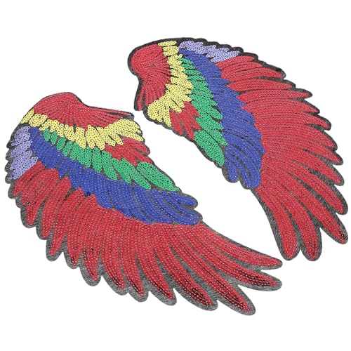 Lurrose Glitzerflügel-Aufnäher 1 Paar Flügelform Bestickte Aufnäher Aufnäher Basteldekoration Für Kleidung Jeans Rucksack (Regenbogen) von Lurrose