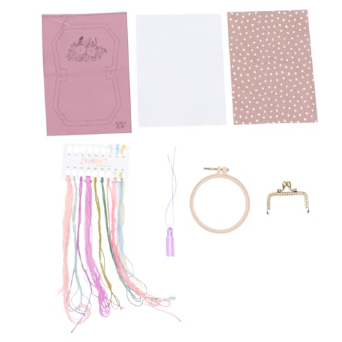 Lurrose Handbestickte Geldbörse für Anfänger Frauen DIY Stickerei Tasche aus Robustem Canvas Baumwollstoff mit Metallrahmen und Bunten Fäden Langlebig und Farbbeständig Inklusive von Lurrose