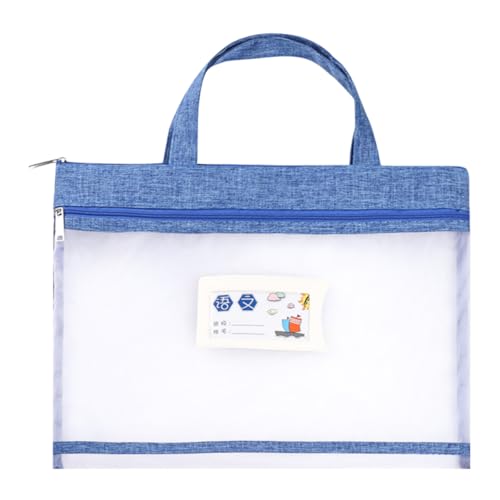 Lurrose Handheld Zipper File Bag Bunte Dokumententasche mit Griff zur Aufbewahrung von Unterlagen Notizen und für Schüler und Berufstätige Blau von Lurrose