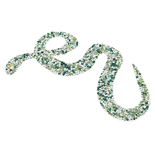 Lurrose Heiße Diamantaufkleber der Schlange Patch geformt Jack Zurück Schlangenmuster Applikation Bügelbild grün schlangenartige Nähflicken Flicken zum Nähen von Mänteln Harz Green von Lurrose