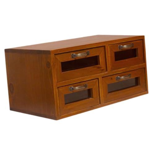 Lurrose Holz Desktop Organizer mit Fächern Doppelstöckiger Aufbewahrungsschrank für Schmuck Kosmetik und Kleinteile Vielseitige und Robuste Holz aufbewahrungsbox für Büro Schlafzimmer und von Lurrose