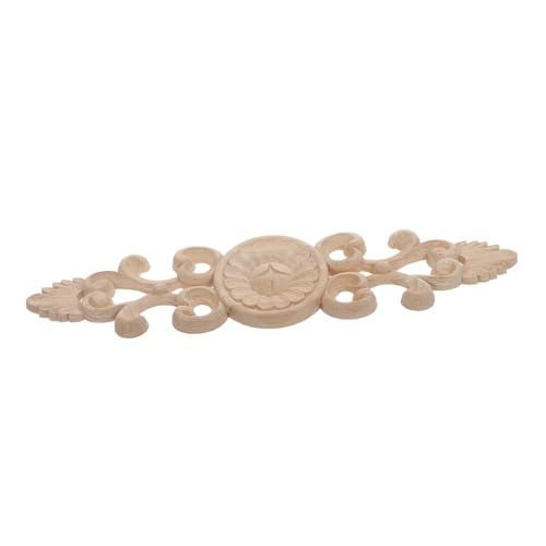 Lurrose Holzornament Möbel Holzverzierung Vintage Holzschnitzerei Applikation Natürliche Holzauflage für Schrank Wohnkultur Einfache Montage Langlebig von Lurrose