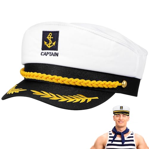 Lurrose Kapitänsmütze: Weißer Matrosenhut für Nautische Kostüme, Verstellbares Accessoire für Yachtpartys, Dekoration für Erwachsene Lurrose Kapitänsmütze: Weißer Matrosenhut für Nautische Kostüme, Verstellbares Accessoire für Yachtpartys, Dekoration für Erwachsene von Lurrose